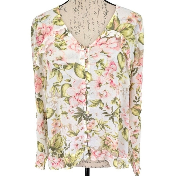 J. Jill Floral Button-Up Blouse - Picture 1 of 7
